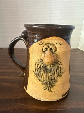 Vintage Signed and Stamped Peter Petrie 3D Face Mug
